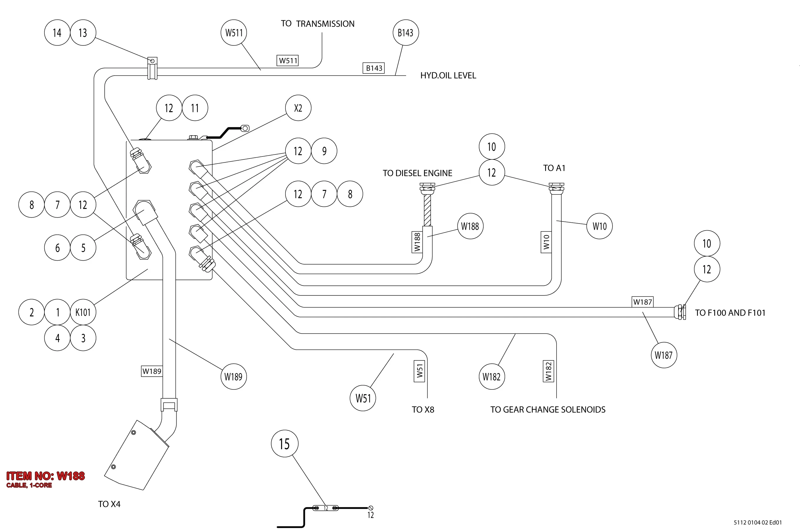 0017 2060 50 CABLE, 1-CORE - Technical Drawing