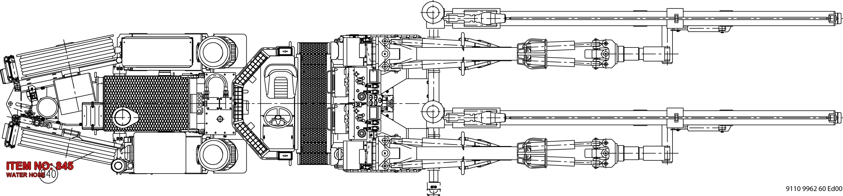 0075 4005 69 WATER HOSE - Technical Drawing