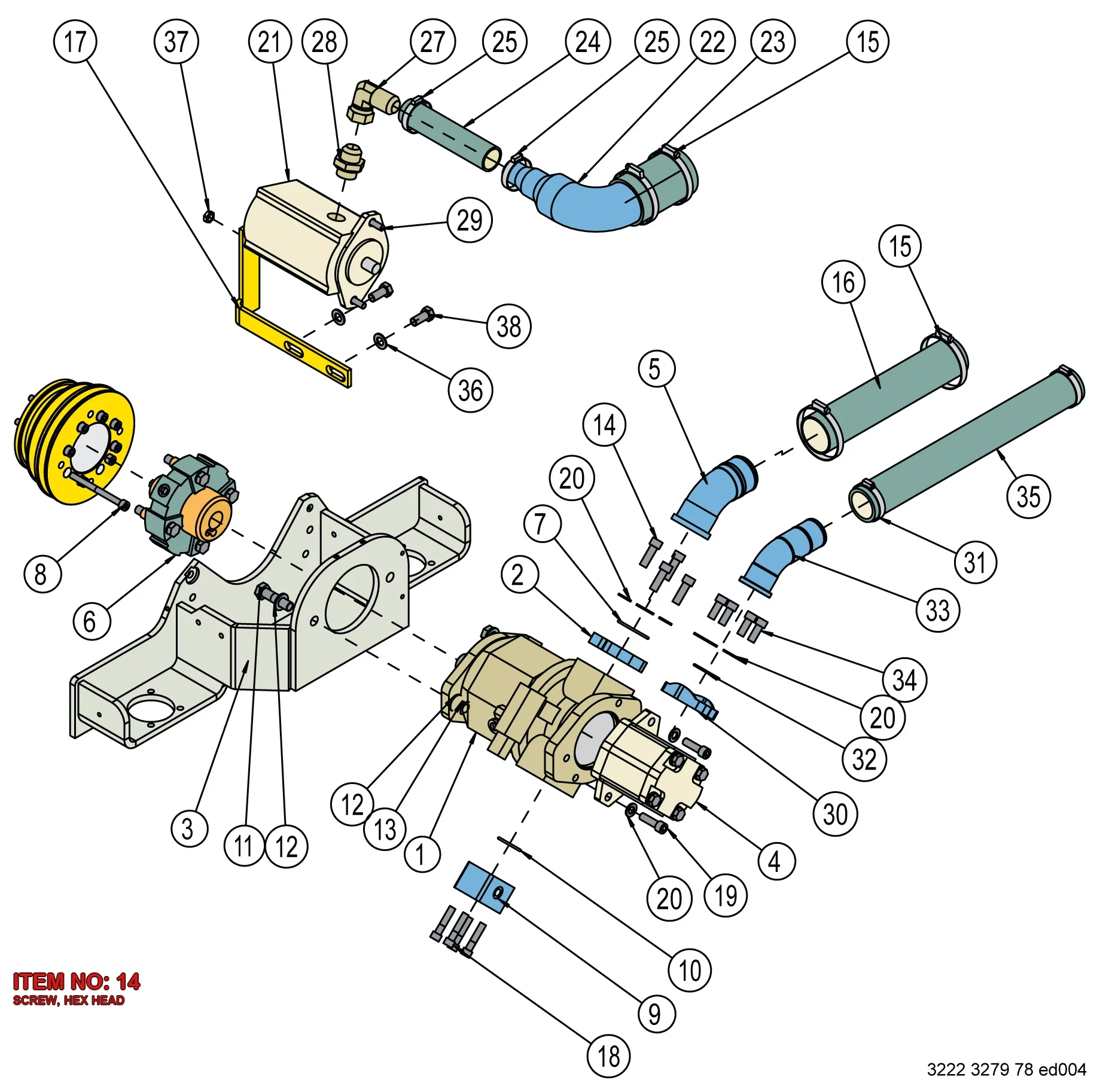 0144 3365 03 SCREW, HEX HEAD - Technical Drawing