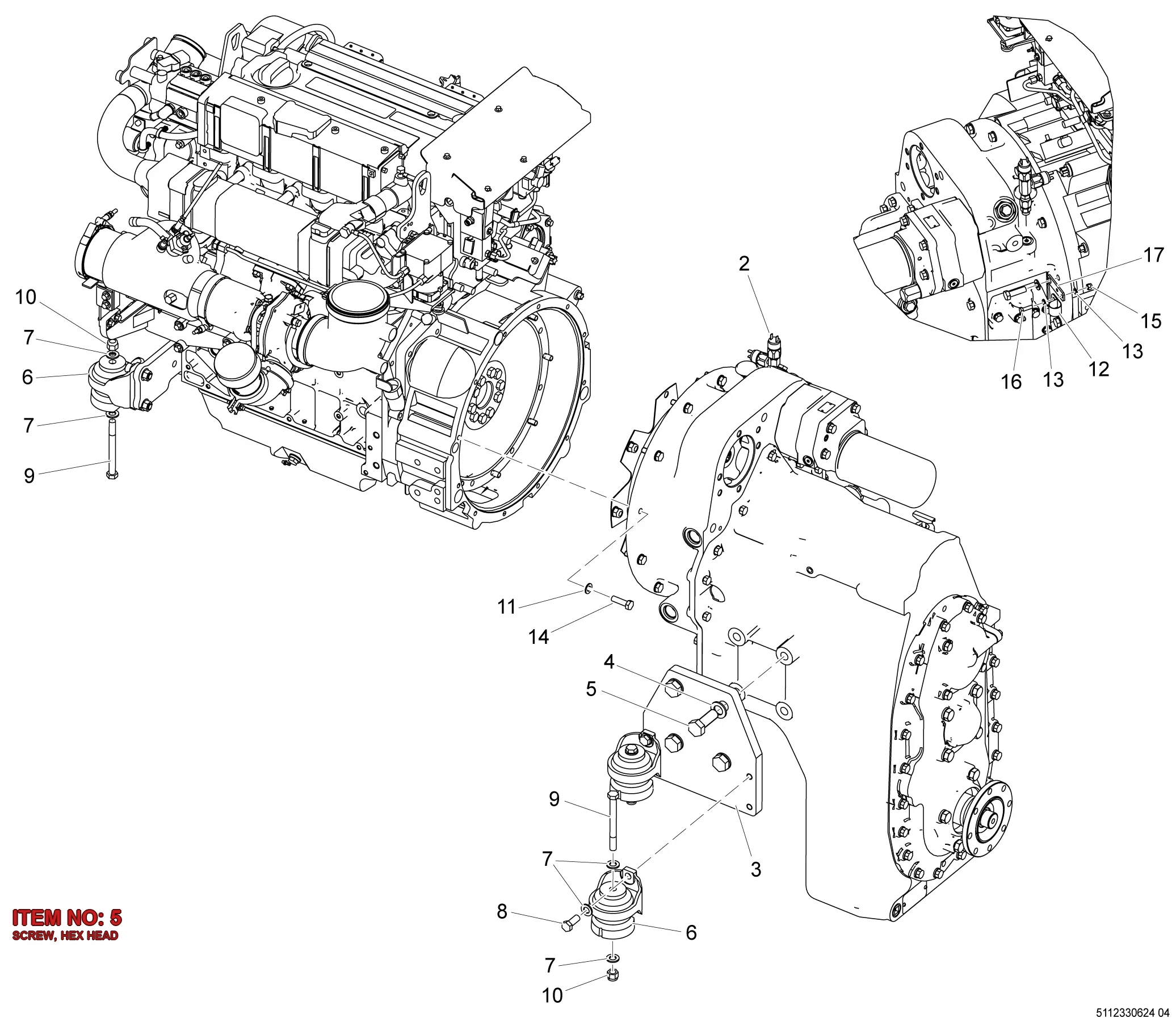 0144 3491 00 SCREW, HEX HEAD - Technical Drawing