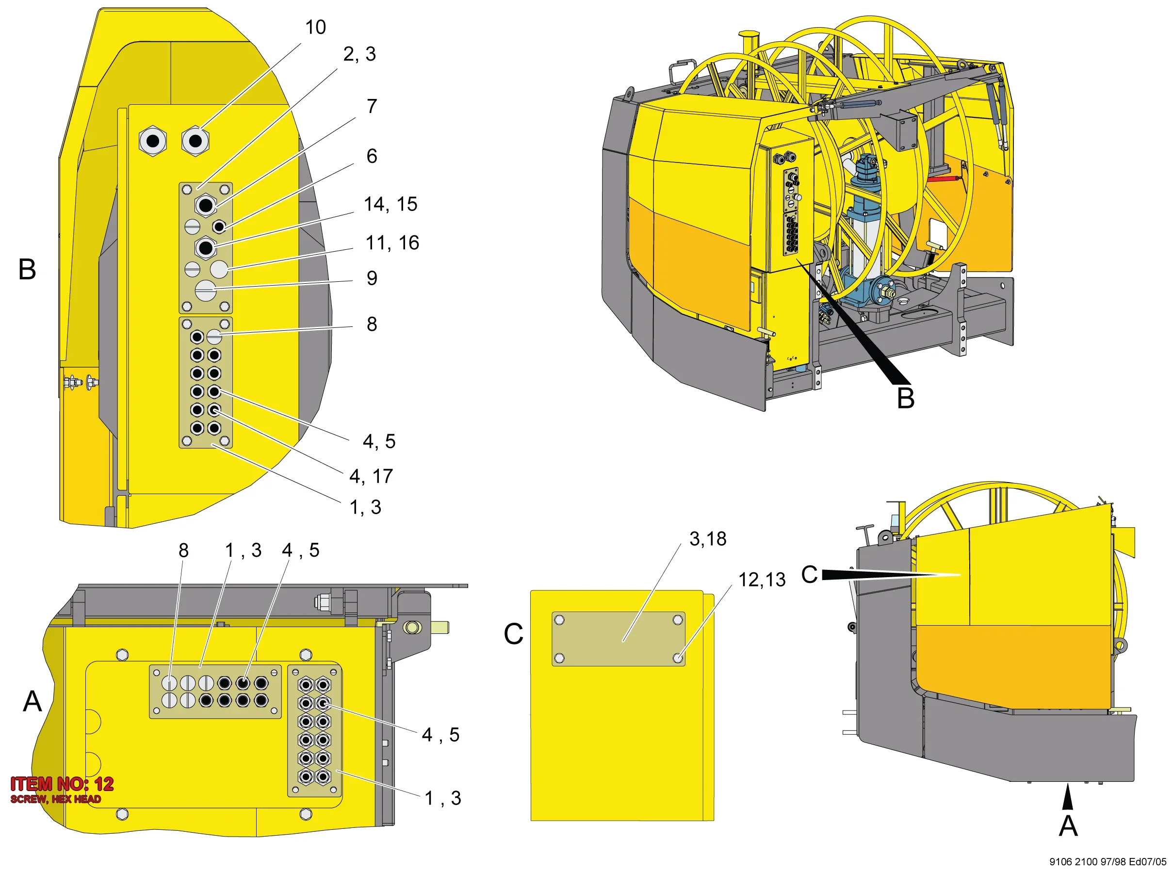 0147 1324 03 SCREW, HEX HEAD - Technical Drawing