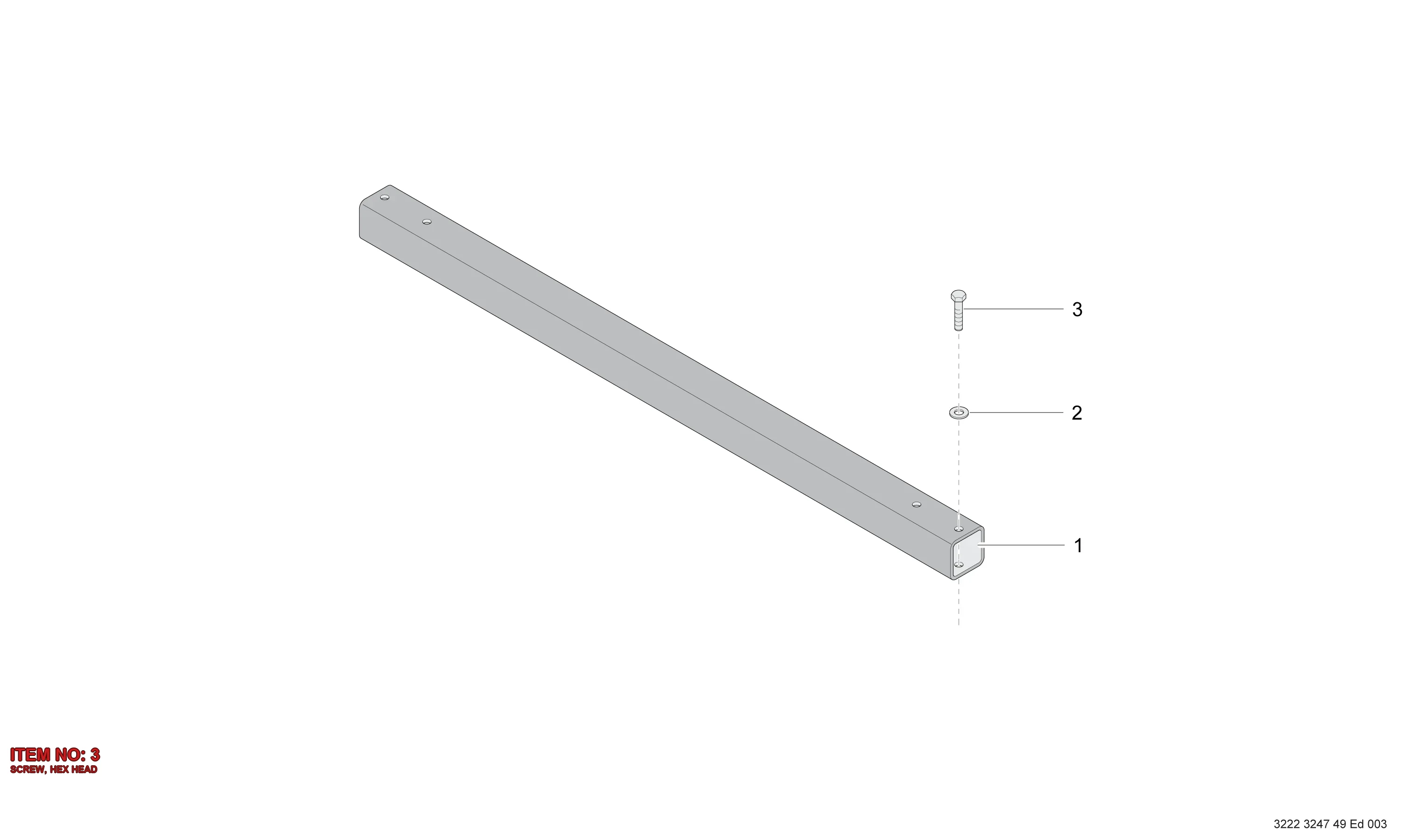 0147 1334 03 SCREW, HEX HEAD - Technical Drawing