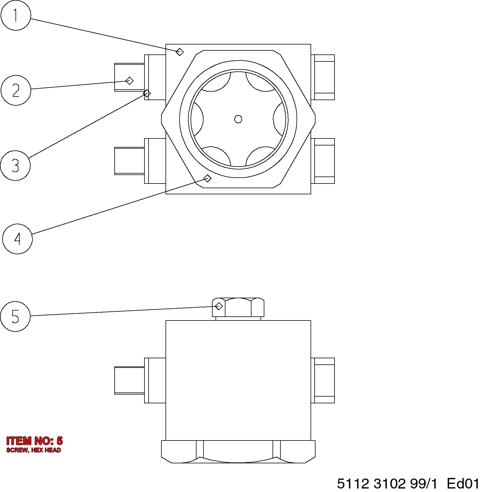0147 1397 03 SCREW, HEX HEAD - Technical Drawing