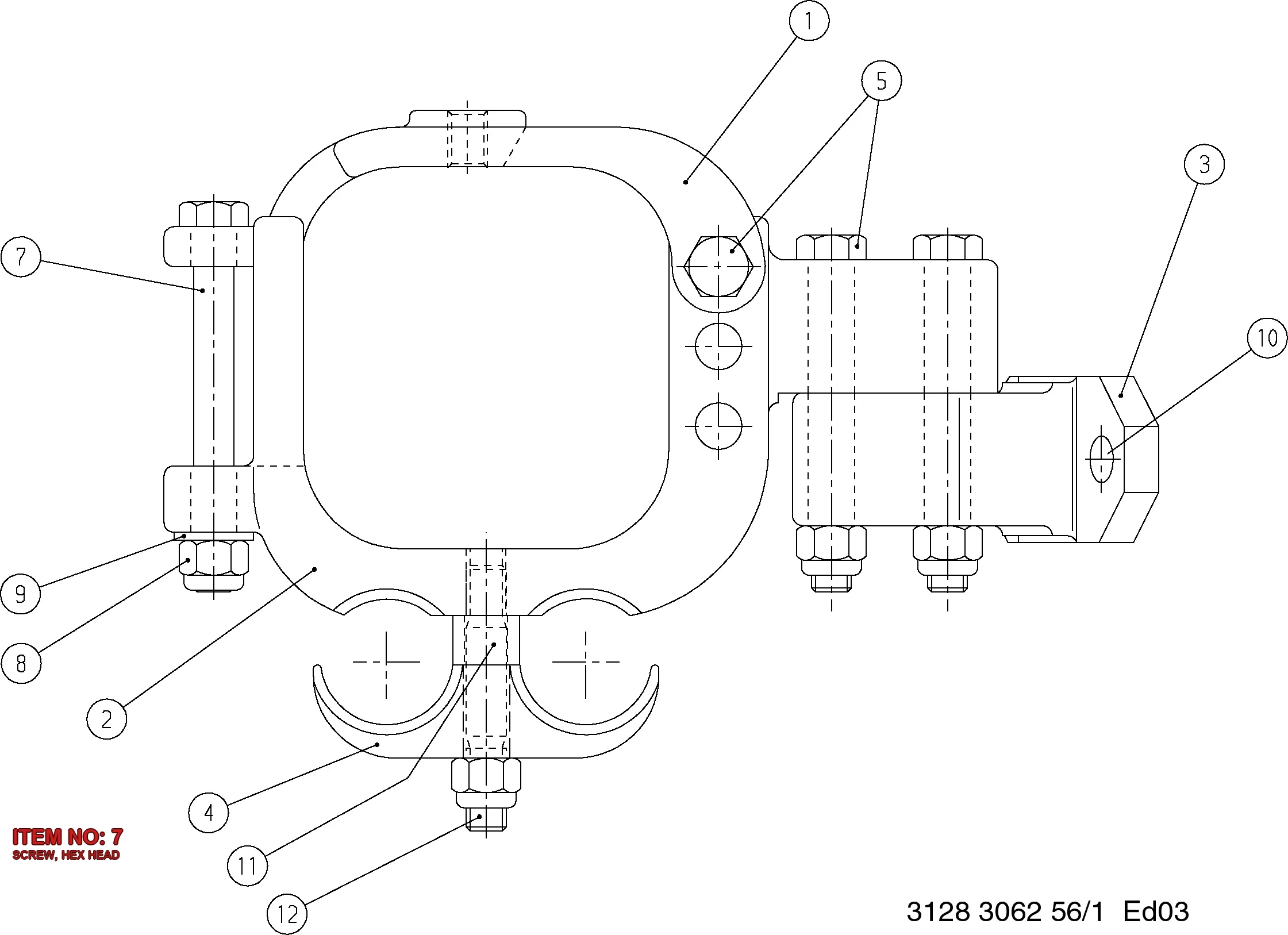 0147 1415 12 SCREW, HEX HEAD - Technical Drawing