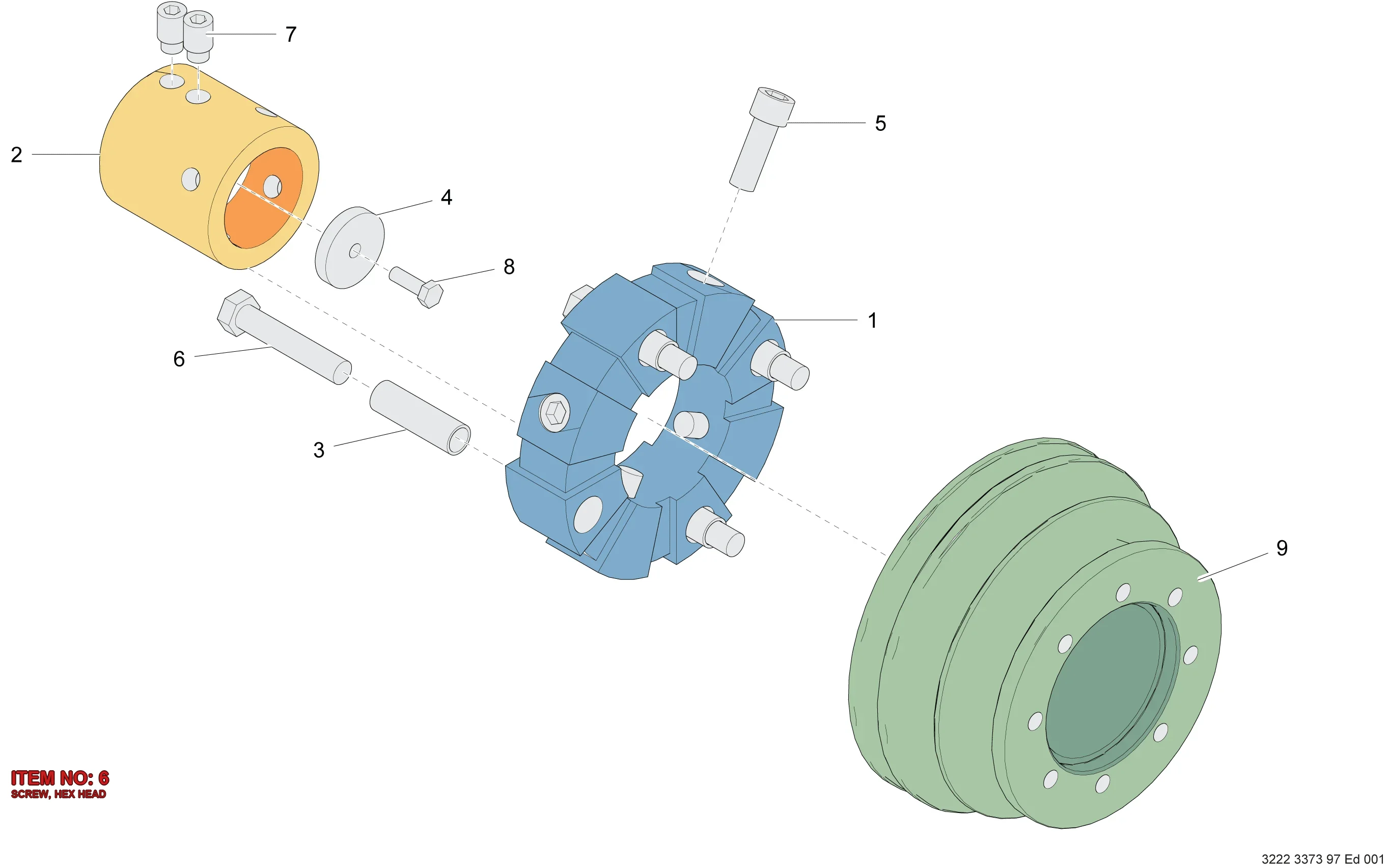 0147 1447 03 SCREW, HEX HEAD - Technical Drawing