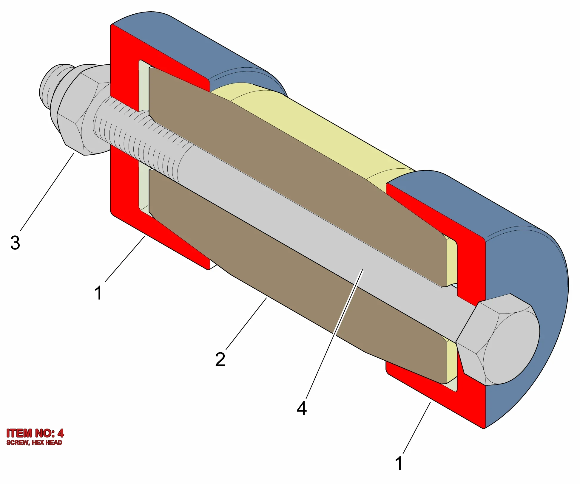 0147 1571 03 SCREW, HEX HEAD - Technical Drawing