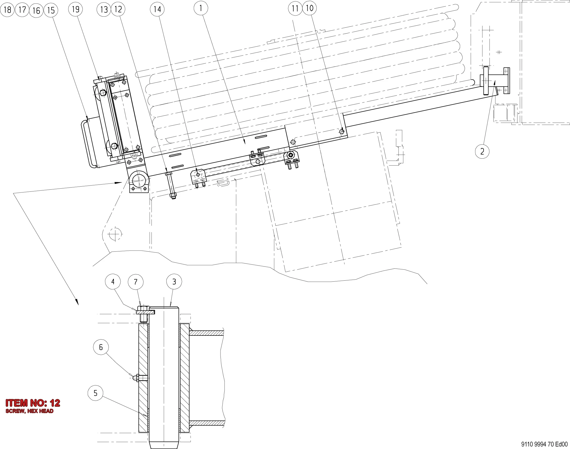 0147 1958 99 SCREW, HEX HEAD - Technical Drawing