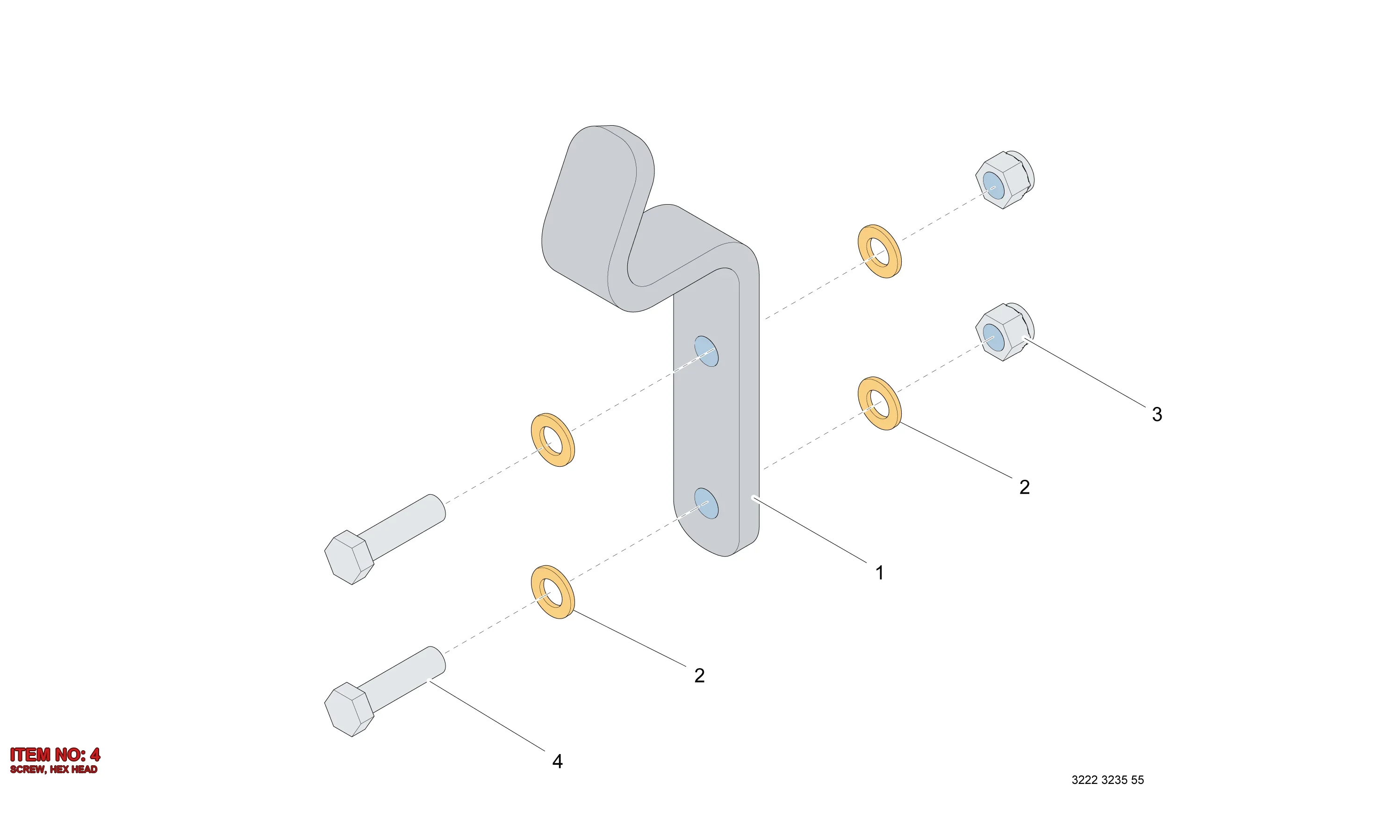0147 1961 80 SCREW, HEX HEAD - Technical Drawing