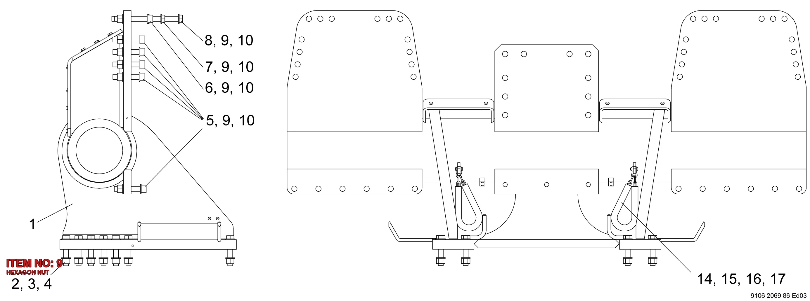 0261 1091 05 HEXAGON NUT - Technical Drawing