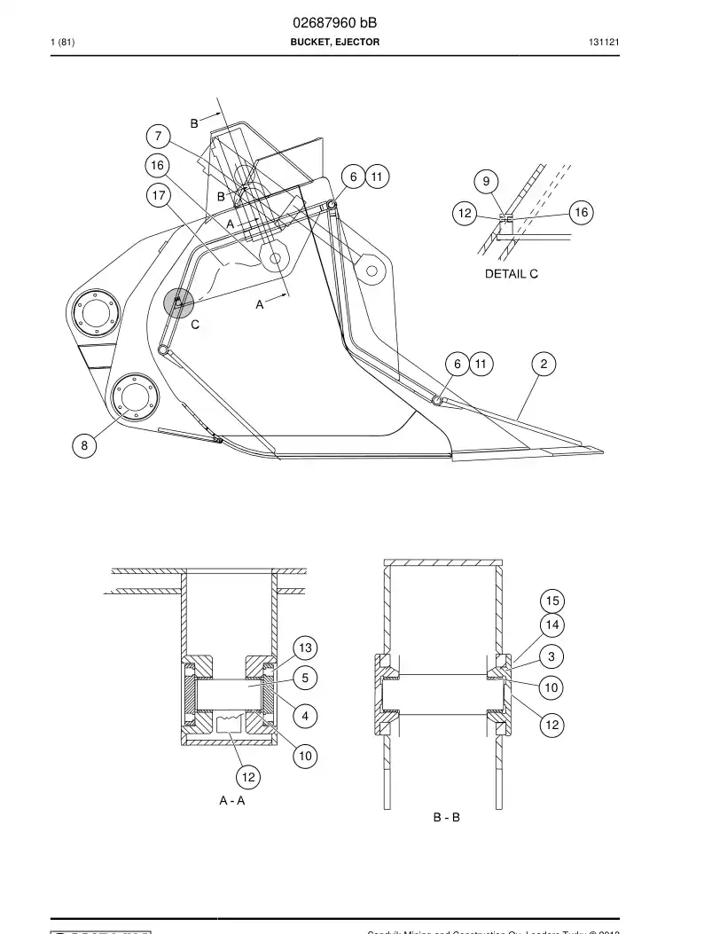 02687960b 026 879 60b Bucket, Ejector - Sandvik Technical Drawing