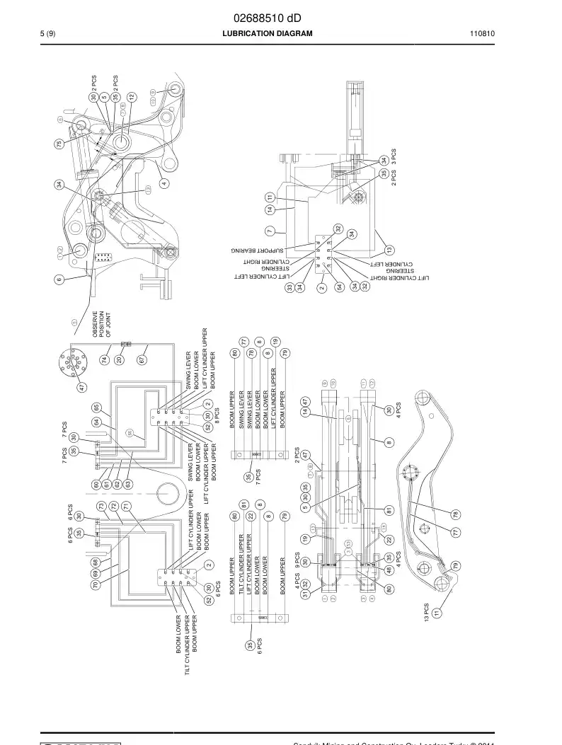 02688510d 026 885 10d LUBRICATION DIAGRAM - Sandvik Technical Drawing