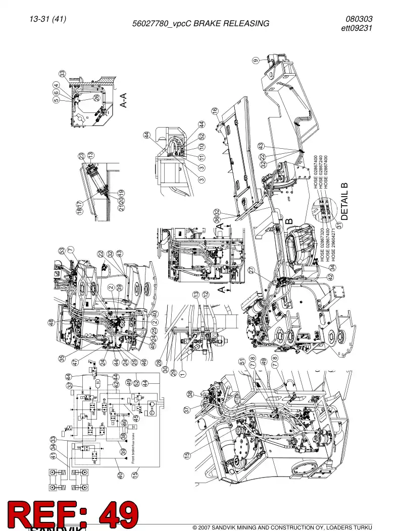 02853670 028 536 70 Hydraulic hose - Sandvik Technical Drawing