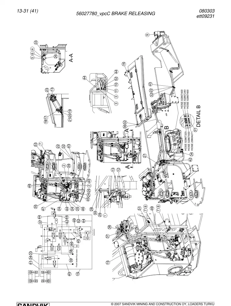 02867320 028 673 20 Hydraulic hose - Sandvik Technical Drawing