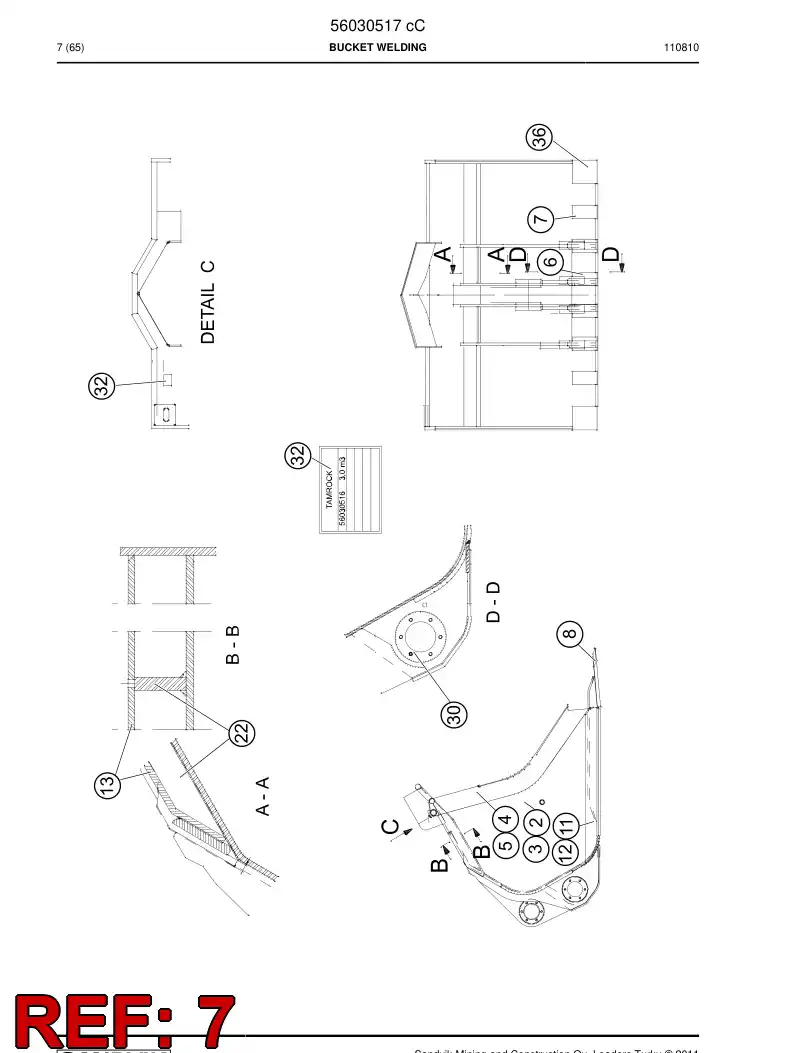 02949880 029 498 80 Wear plate - Sandvik Technical Drawing