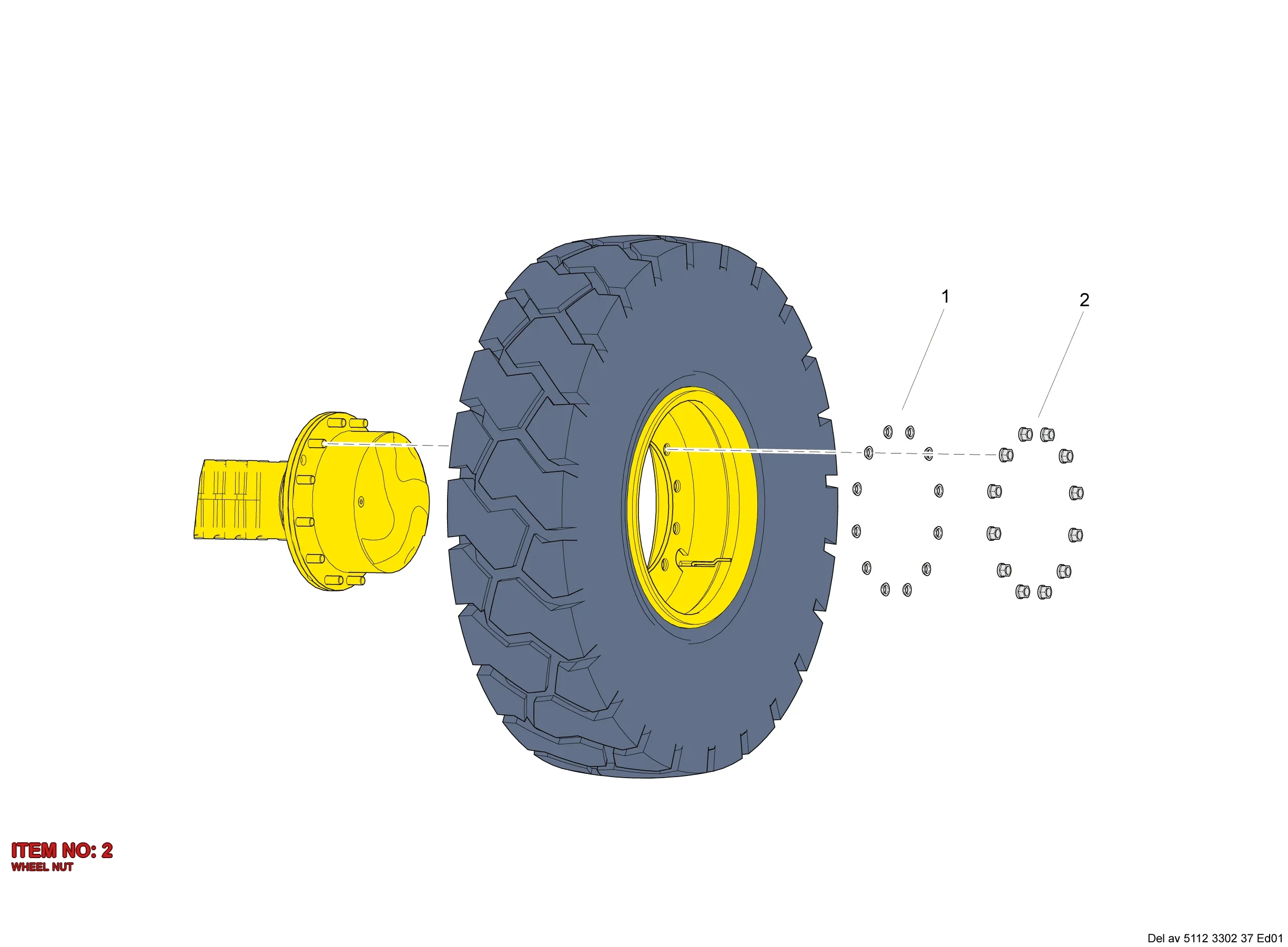 0299 1000 10 WHEEL NUT - Technical Drawing