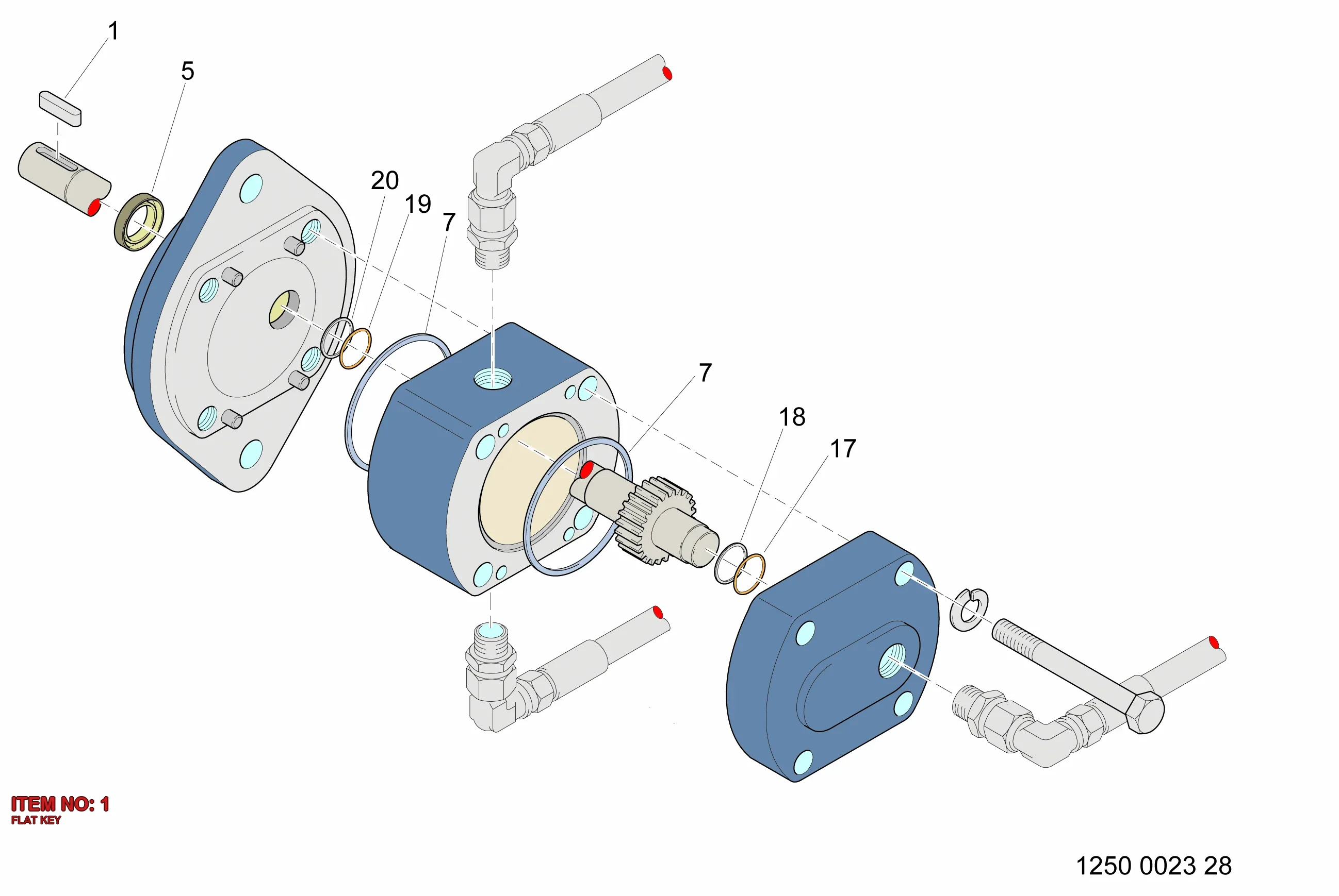 0337 0009 32 FLAT KEY - Technical Drawing