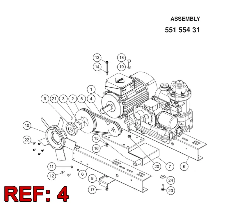 03383758 033 837 58 Pulley, Belt - Sandvik Technical Drawing