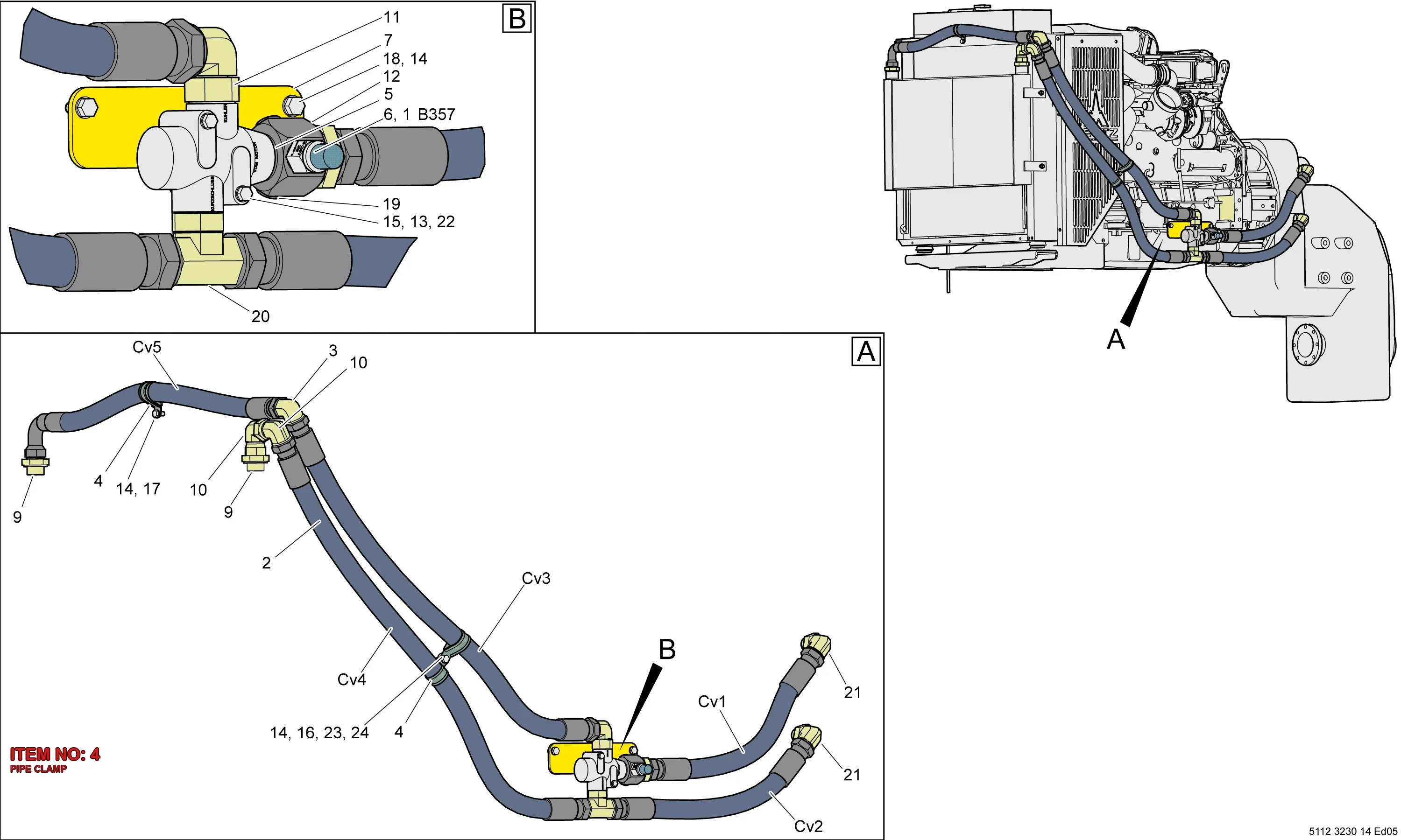 0346 1003 14 PIPE CLAMP - Technical Drawing