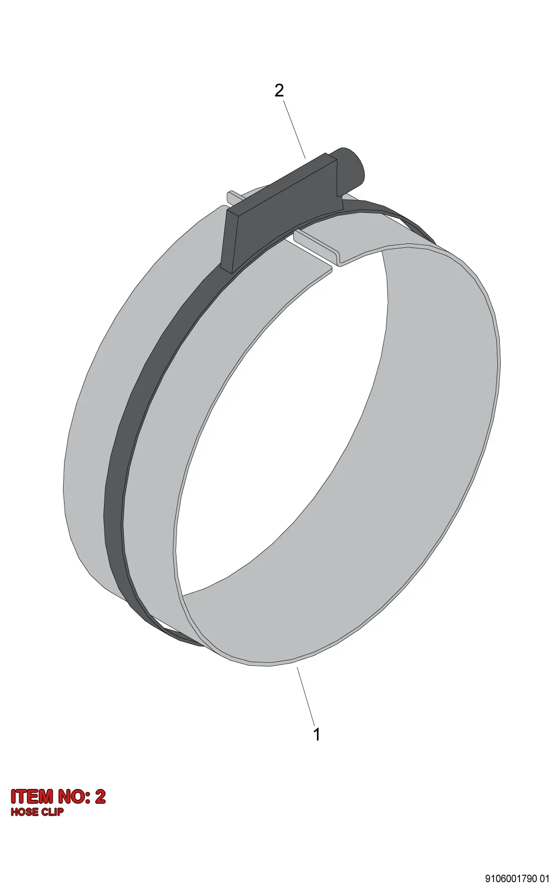 0347 6100 09 HOSE CLIP - Technical Drawing