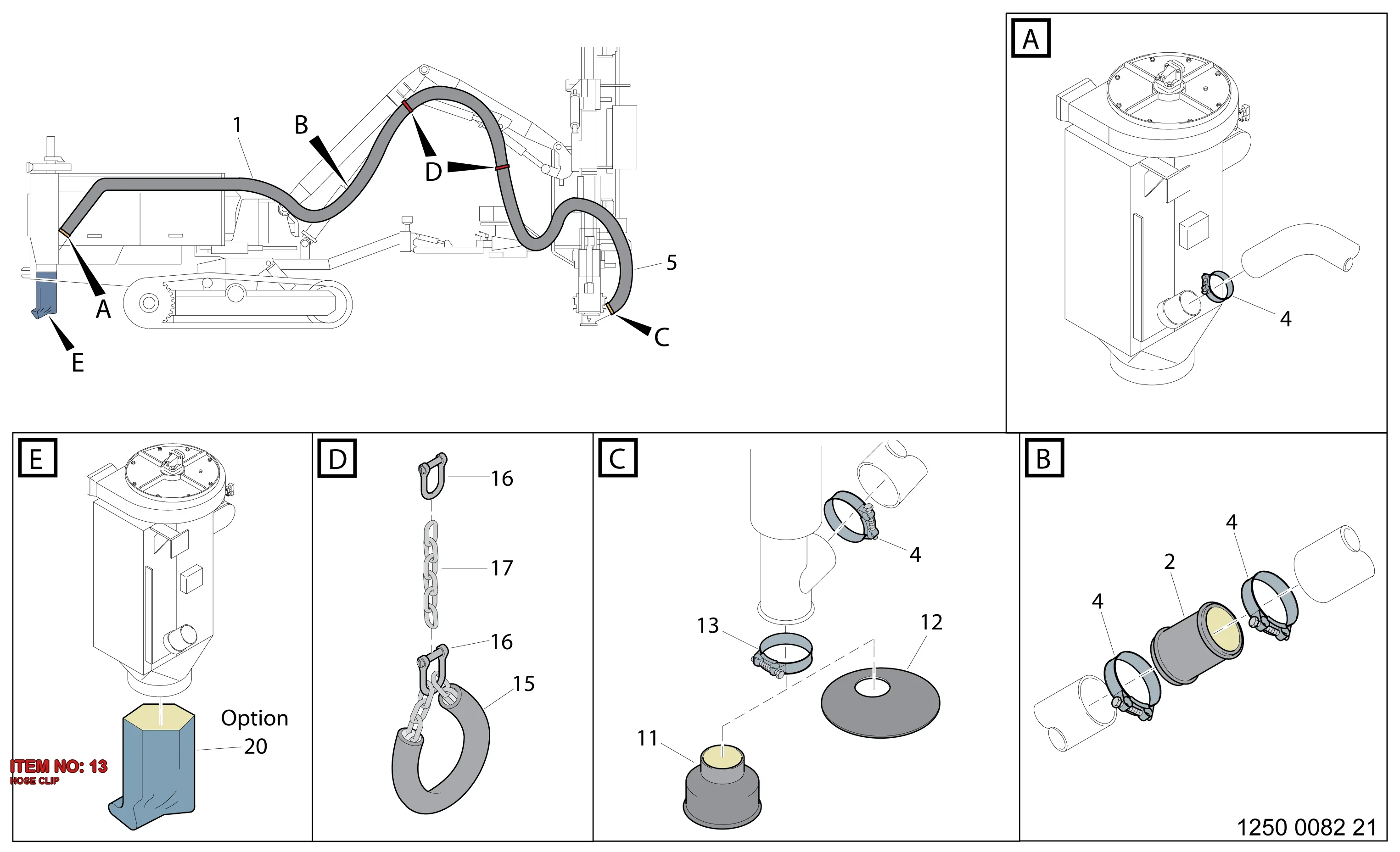 0347 6100 42 HOSE CLIP - Technical Drawing