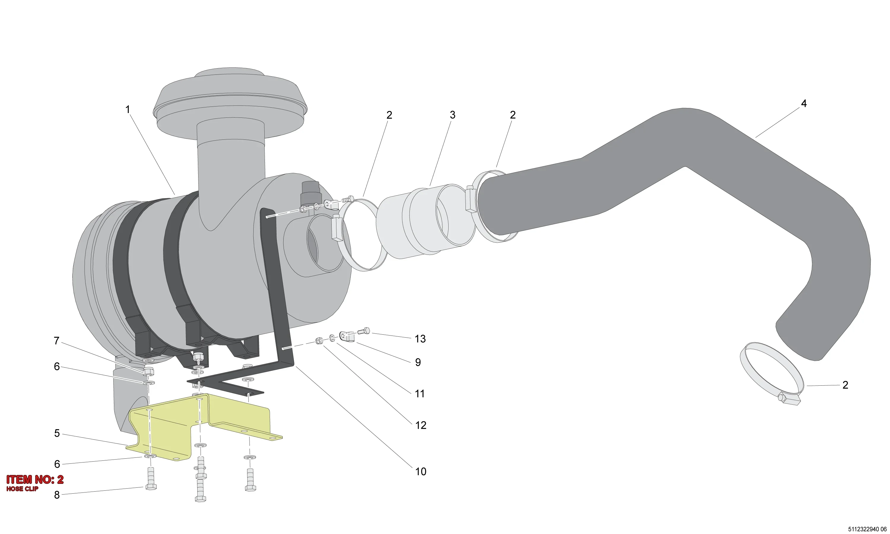 0347 6115 00 HOSE CLIP - Technical Drawing