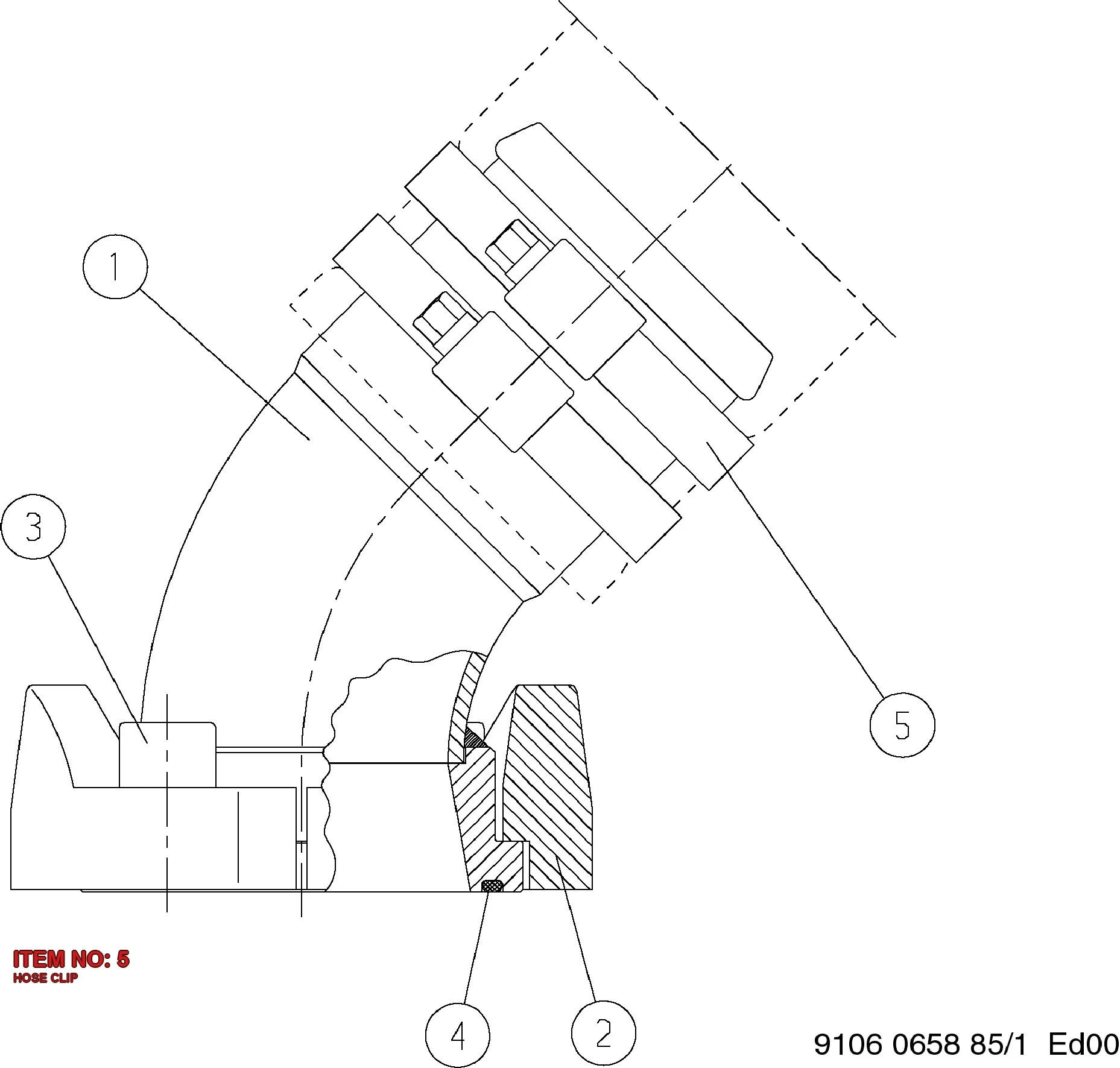 0347 6116 00 HOSE CLIP - Technical Drawing