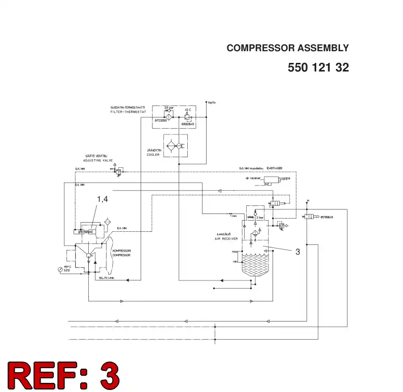 03774648 037 746 48 AIR RECEIVER ASSEMBLY - Sandvik Technical Drawing