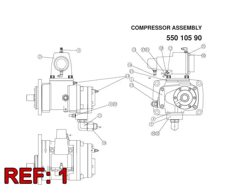 03792967 037 929 67 AIR END - Sandvik Technical Drawing