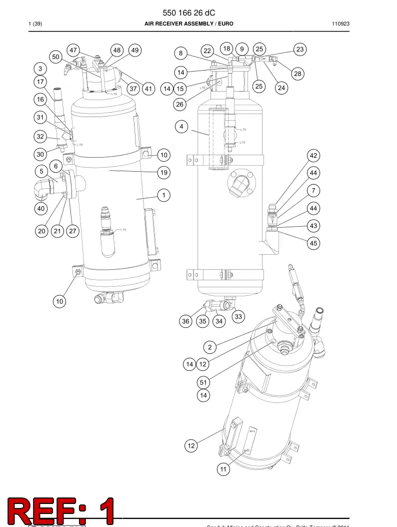 03976018b 039 760 18b F2 AIR/OIL RECEIVER - Sandvik Technical Drawing