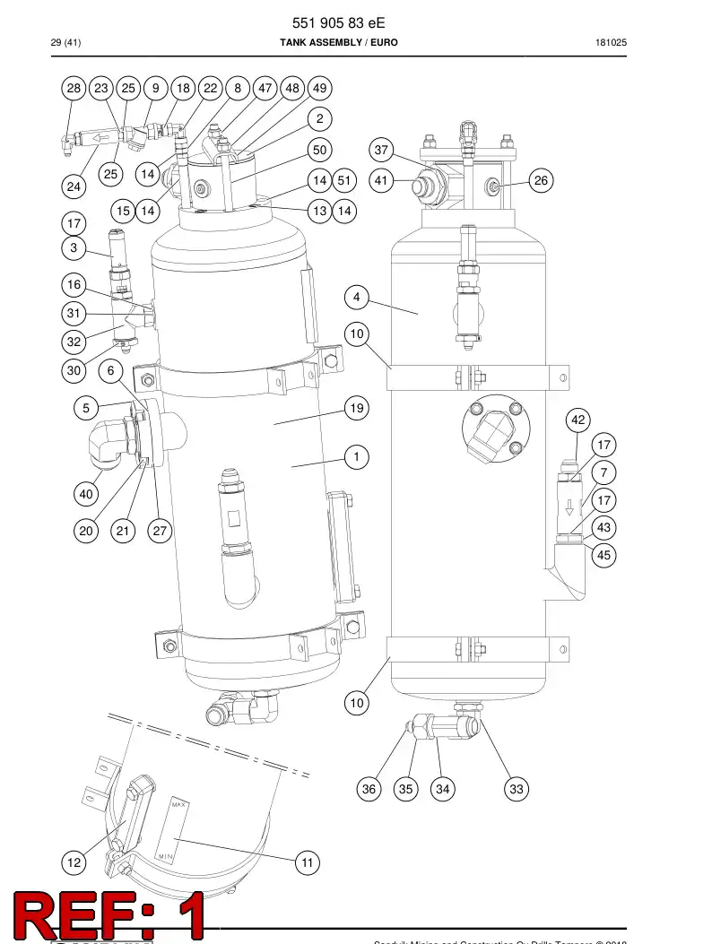 03976018c 039 760 18c Tank, Air - Sandvik Technical Drawing