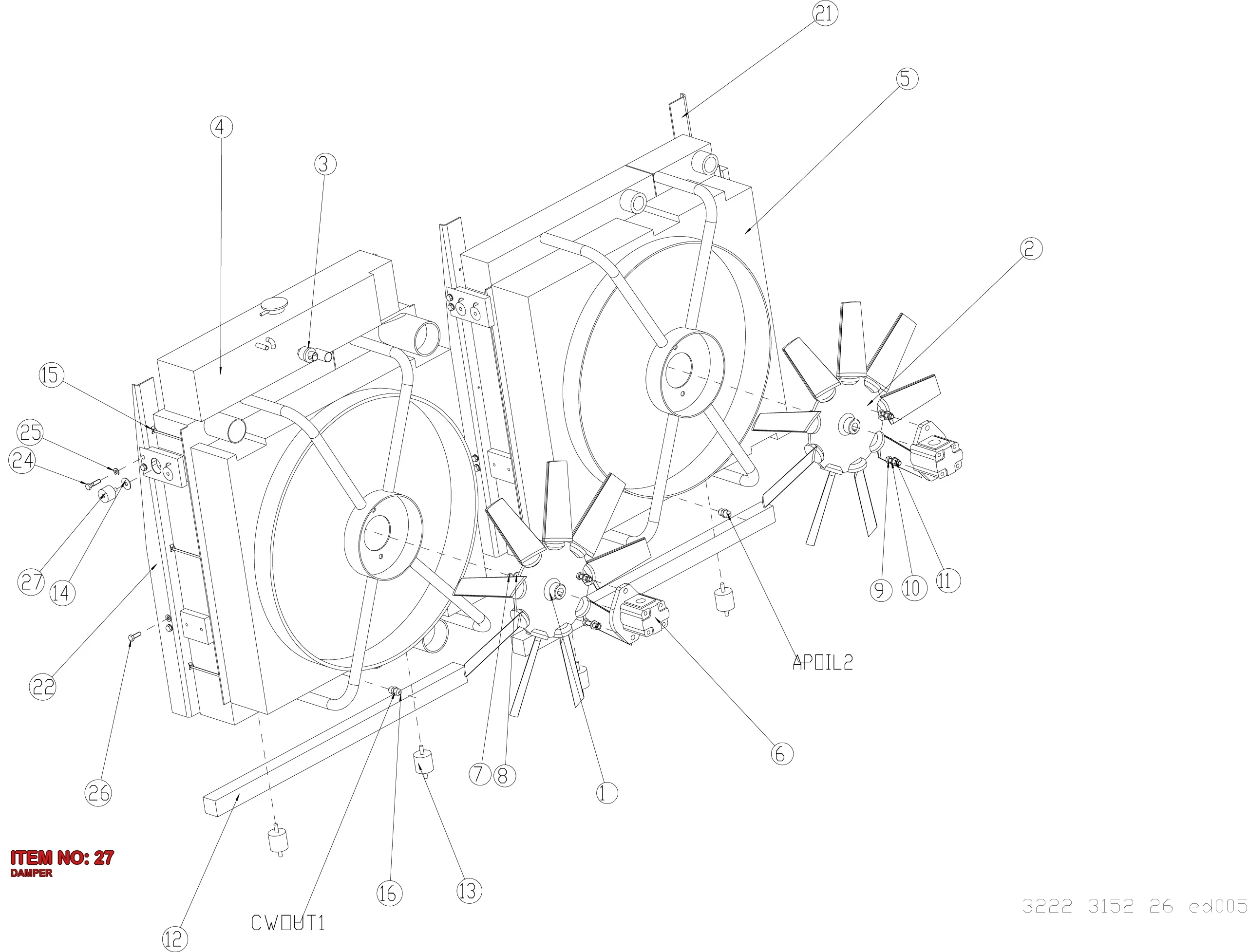 0399 9999 08 DAMPER - Technical Drawing