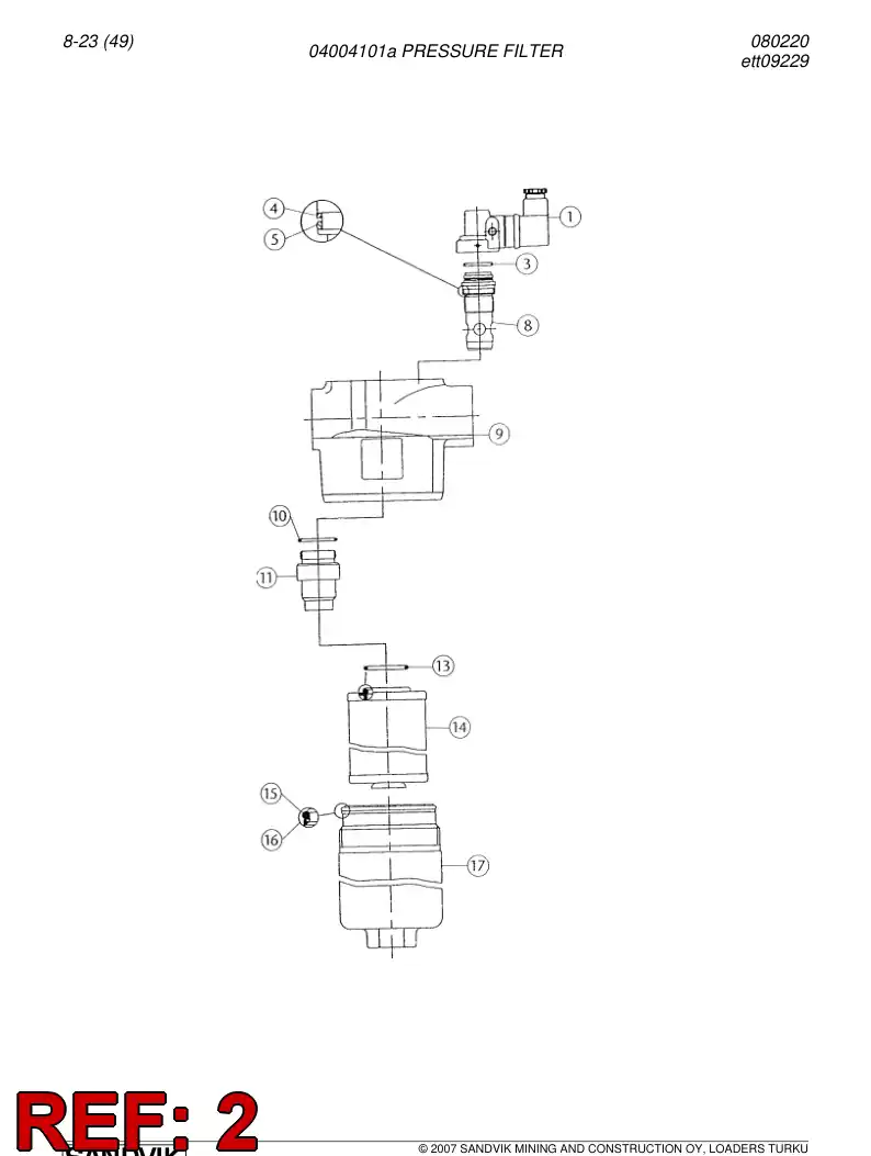 04004101a 040 041 01a PRESSURE FILTER - Sandvik Technical Drawing