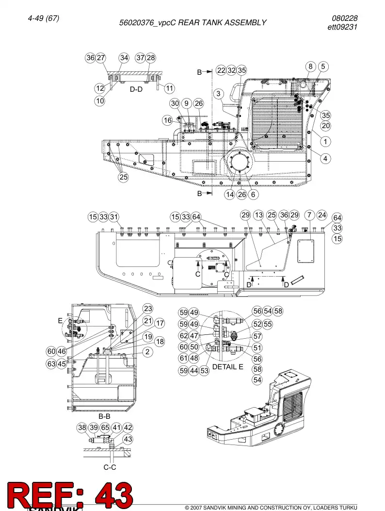 04132313 041 323 13 Adapter (hydraulic) - Sandvik Technical Drawing