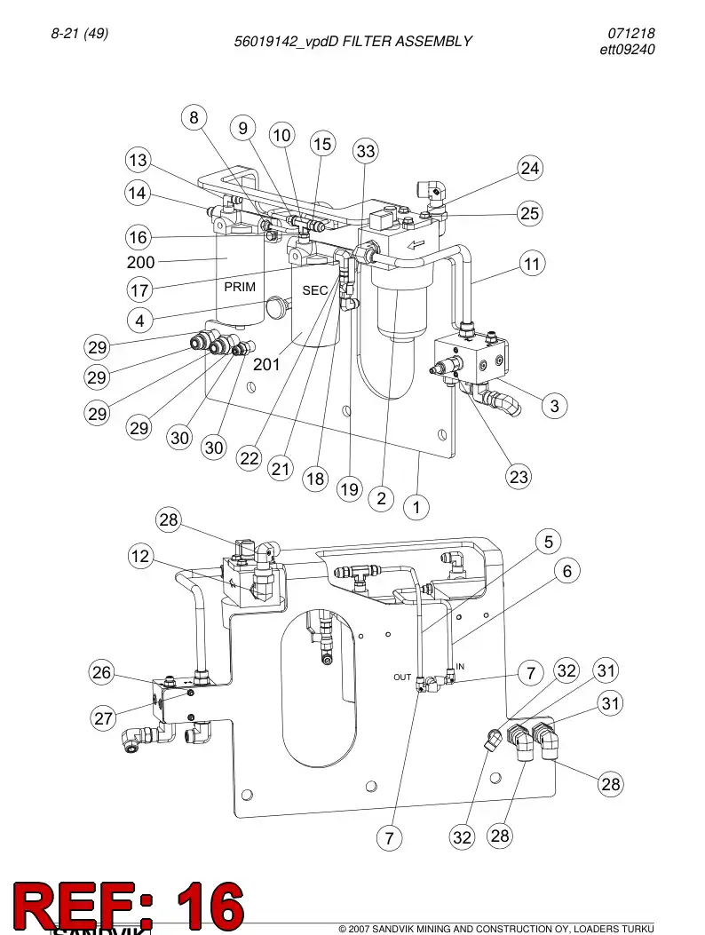 04132402 041 324 02 Adapter (hydraulic) - Sandvik Technical Drawing