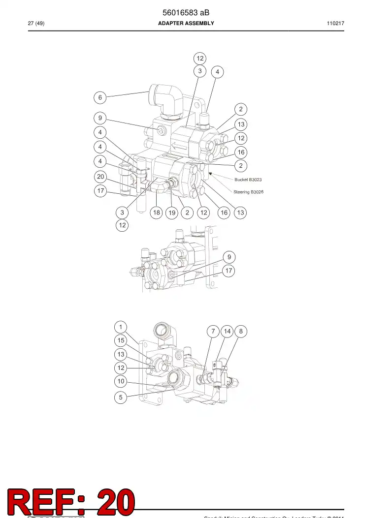 04136411 041 364 11 Adapter, Tee - Sandvik Technical Drawing