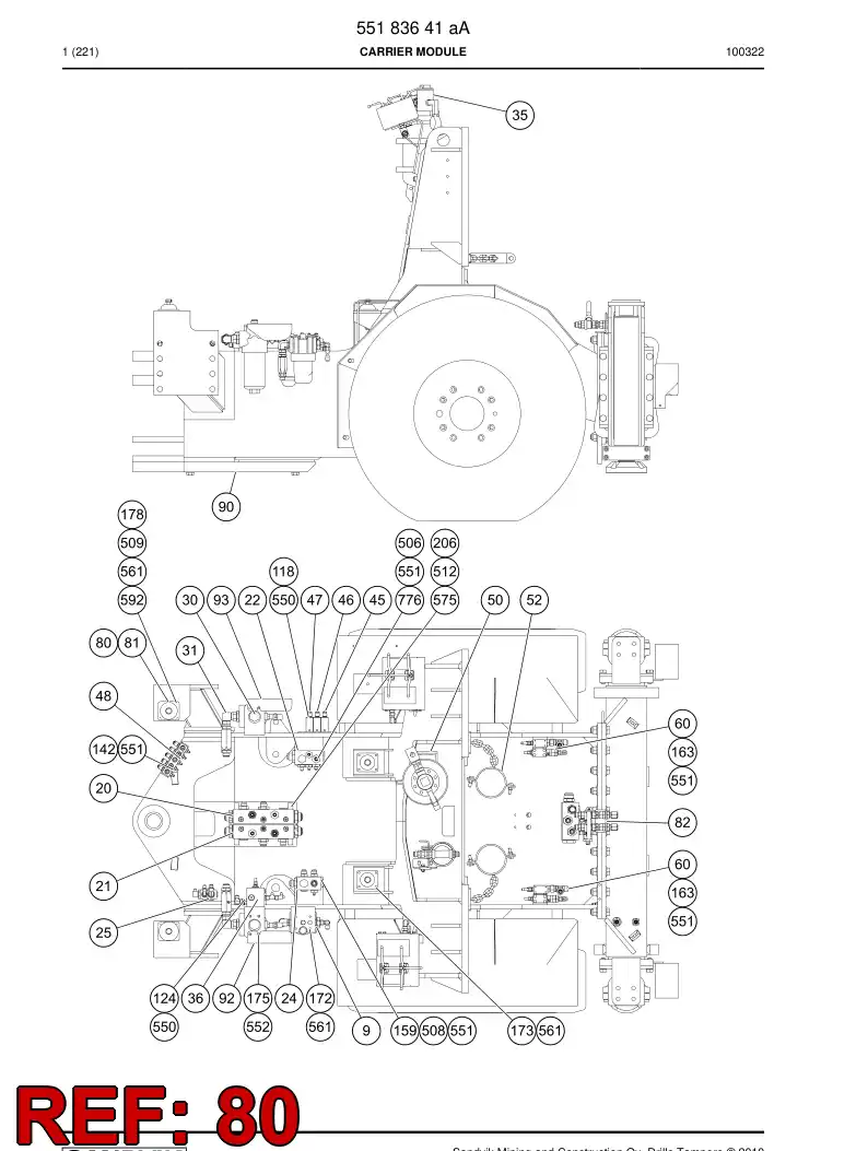 04530143a 045 301 43a Rubber pad - Sandvik Technical Drawing