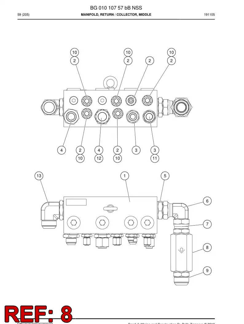 04600118 046 001 18 Valve, Check - Sandvik Technical Drawing