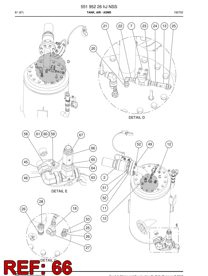 04600170b 046 001 70b Valve, Check - Sandvik Technical Drawing