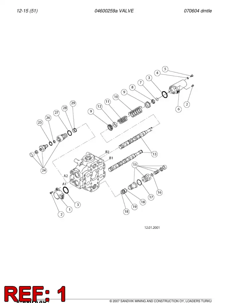 04600259a 046 002 59a Valve - Sandvik Technical Drawing