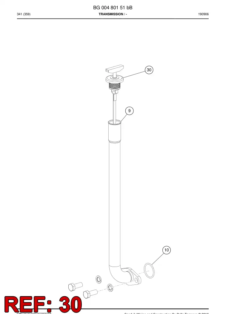 04691434 046 914 34 Dipstick - Sandvik Technical Drawing