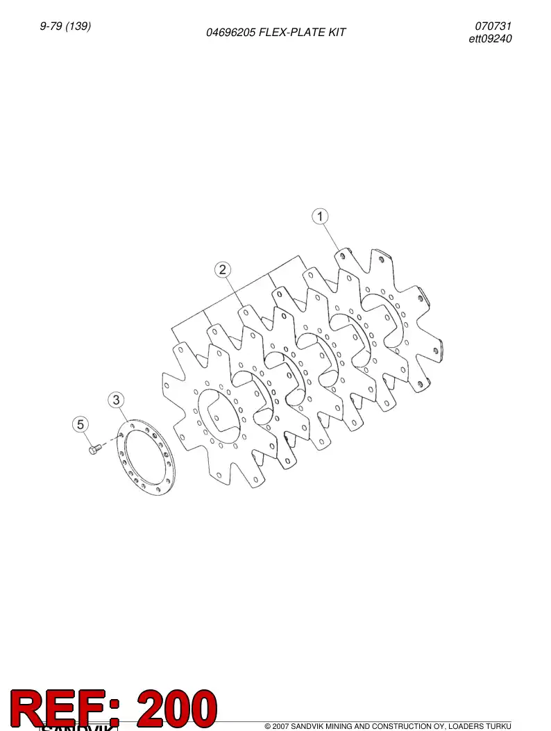 04696490 046 964 90 Flex-plate kit - Sandvik Technical Drawing