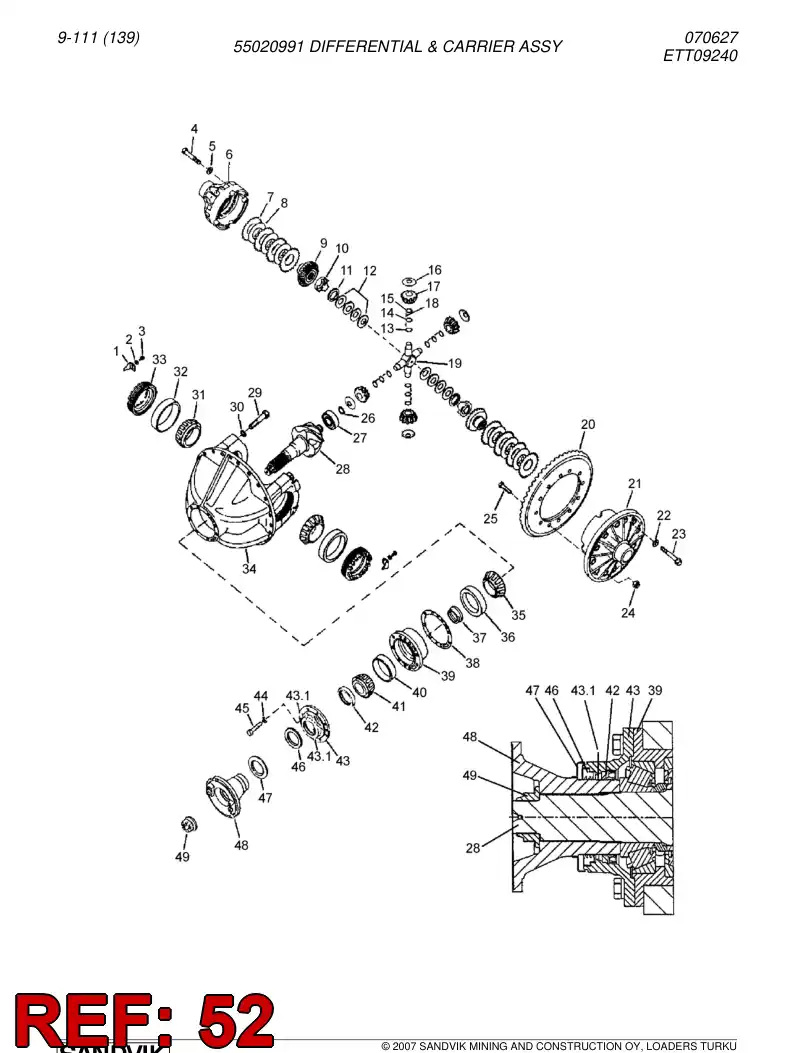 04697446 046 974 46 Differential assembly - Sandvik Technical Drawing