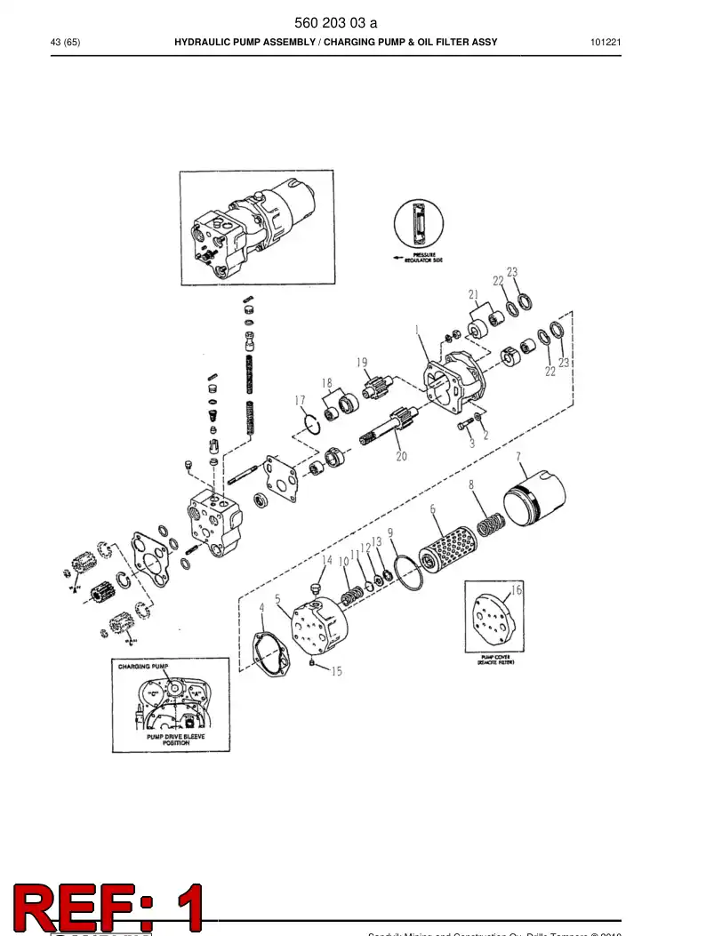 04698270a 046 982 70a Pump assembly - Sandvik Technical Drawing