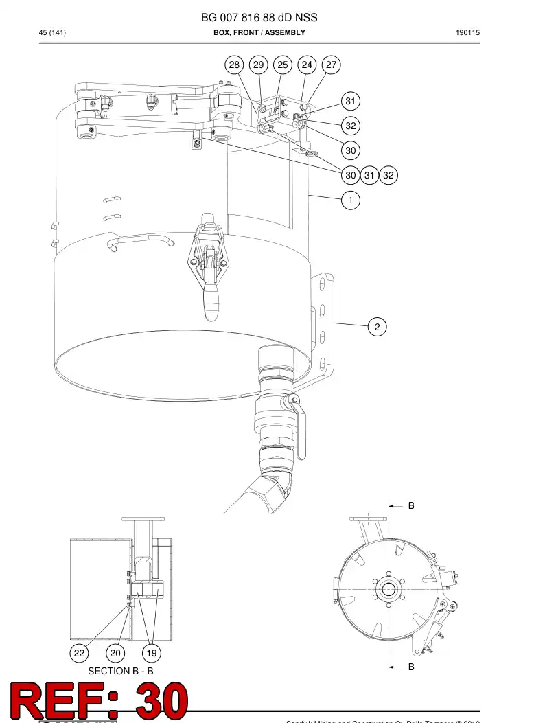 04705938a 047 059 38a Clamp - Sandvik Technical Drawing