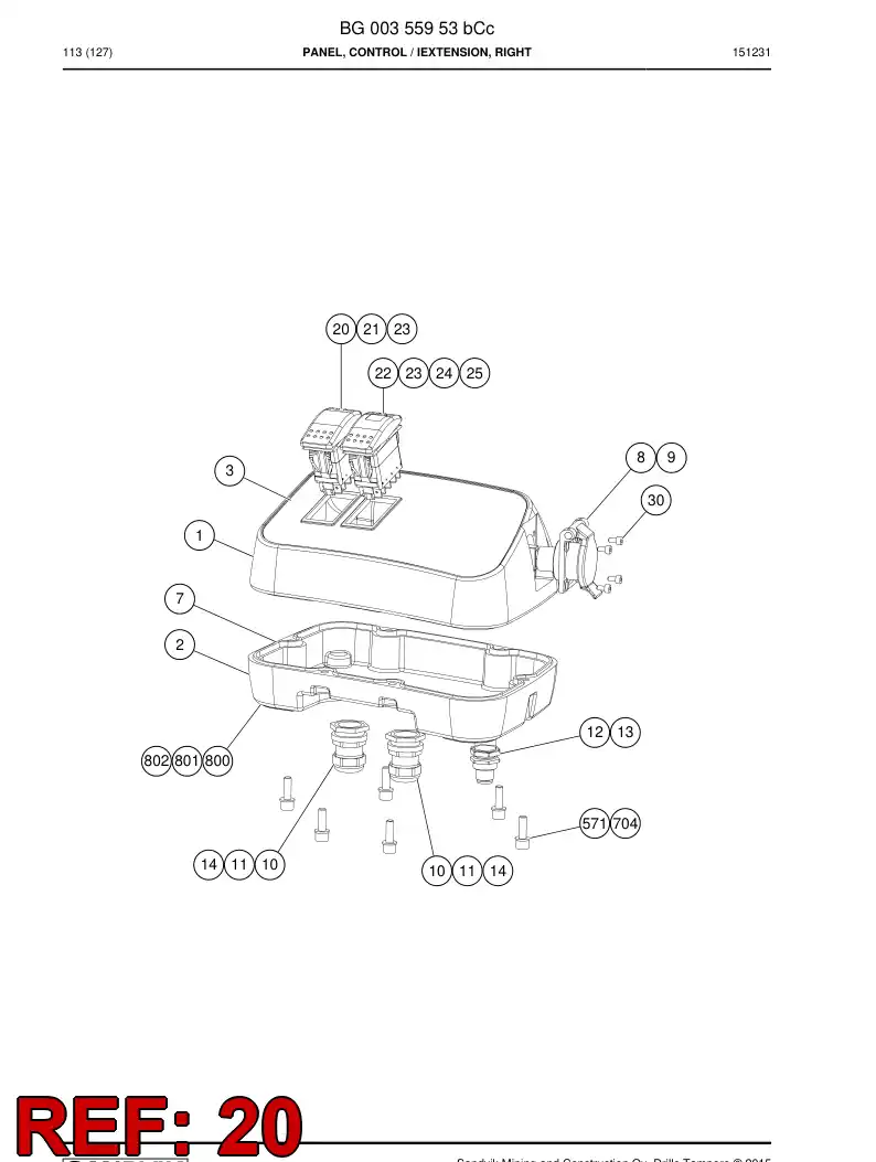 04730845a 047 308 45a Switch - Sandvik Technical Drawing