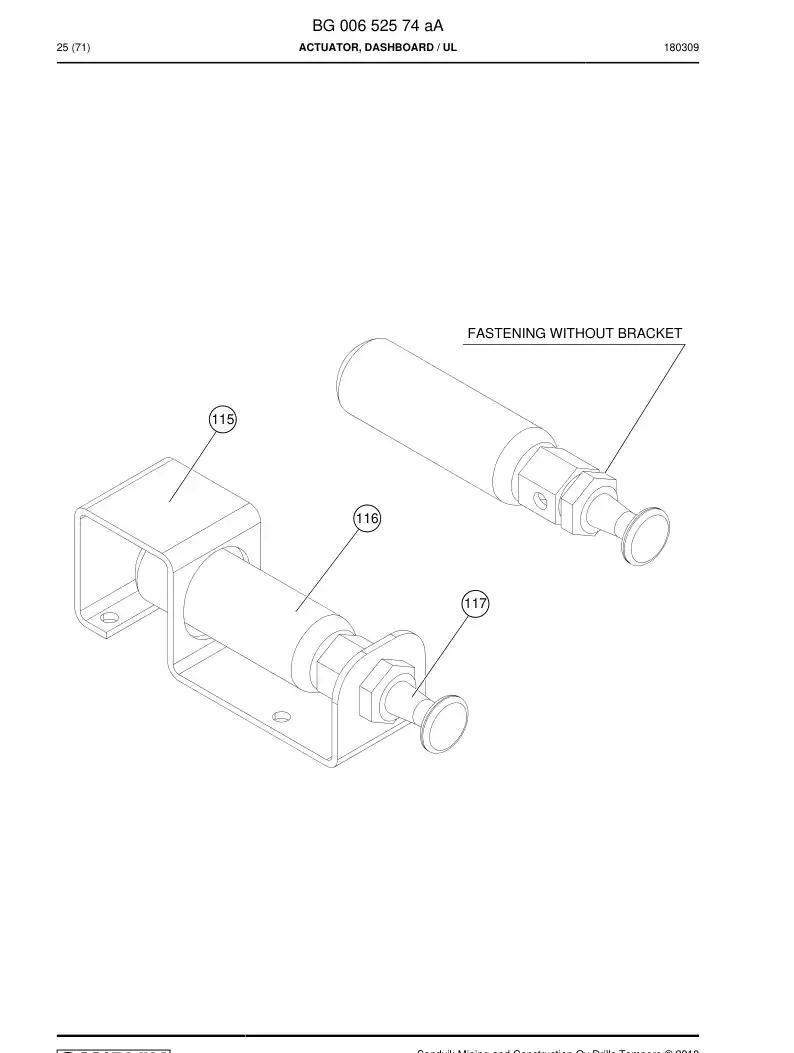 04911011a 049 110 11a Cartridge, Actuator - Sandvik Technical Drawing
