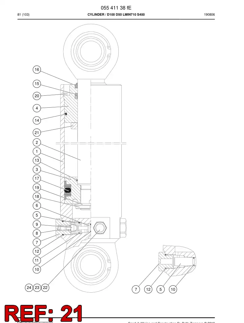 04955498 049 554 98 Limit bushing - Sandvik Technical Drawing