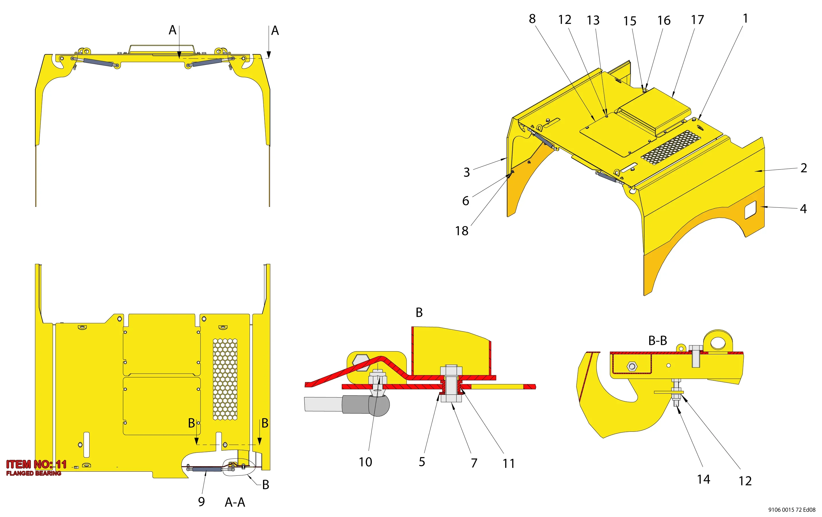 0500 0000 09 FLANGED BEARING - Technical Drawing