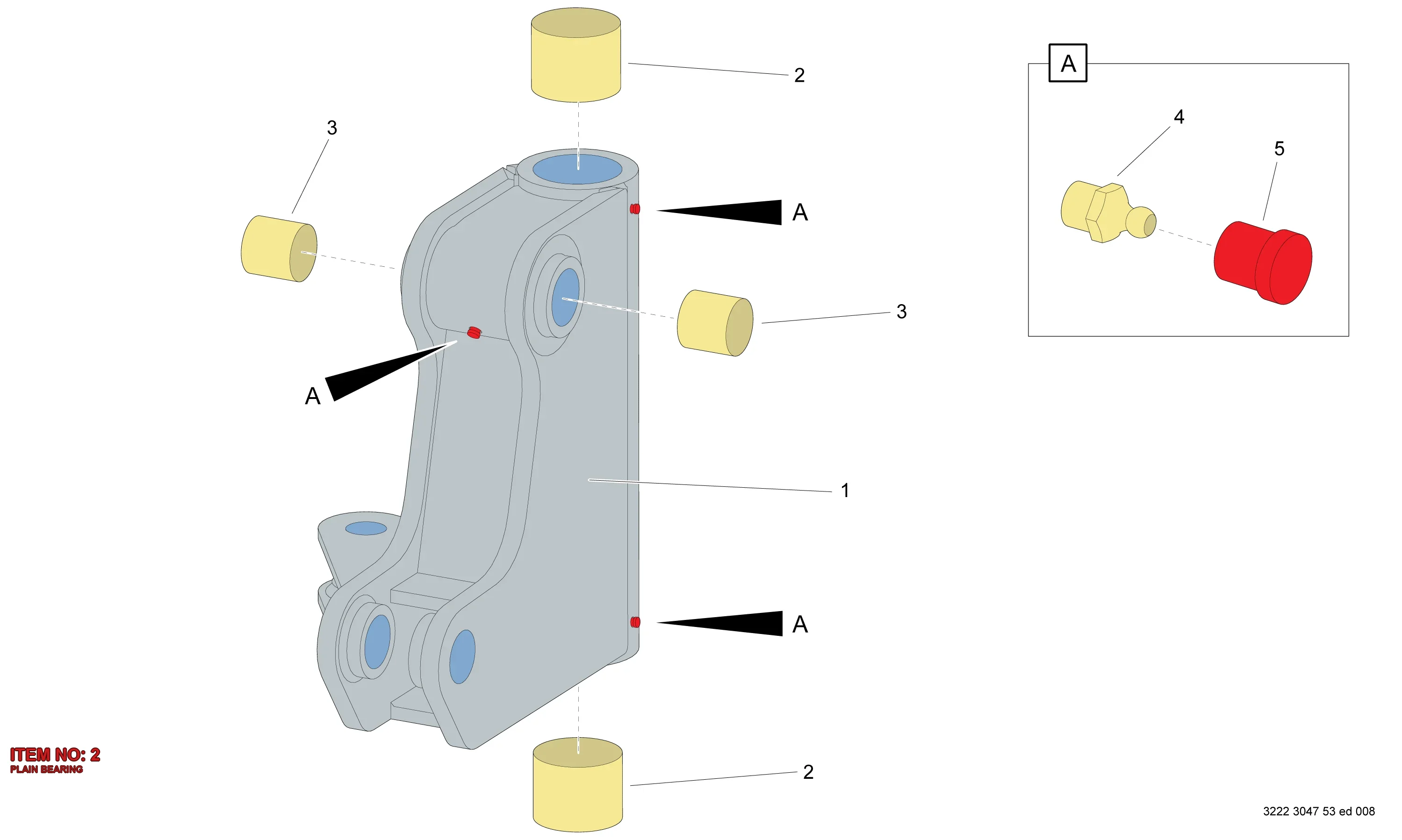 0500 4501 06 PLAIN BEARING - Technical Drawing