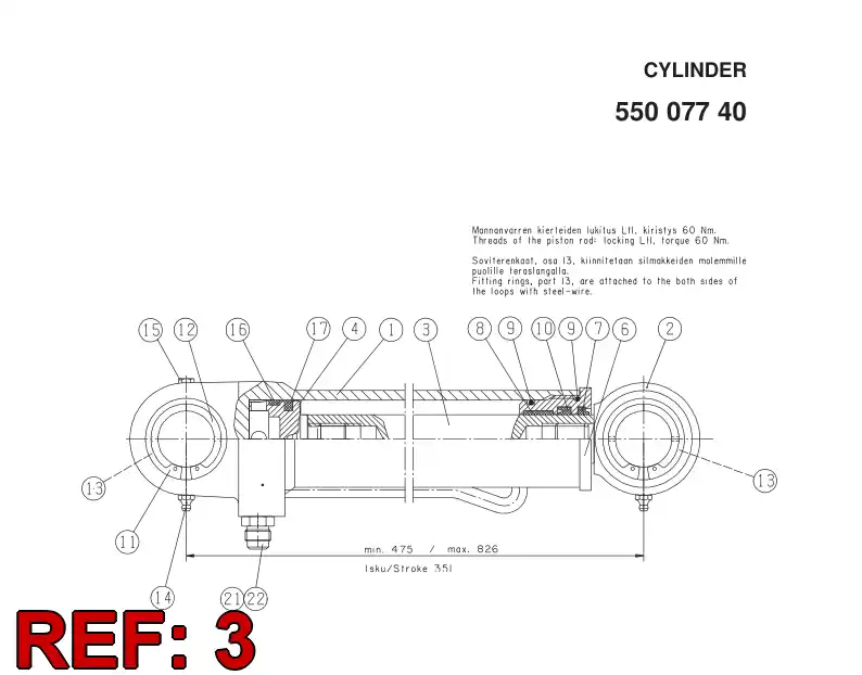 05441388 054 413 88 ROD, Piston - Sandvik Technical Drawing